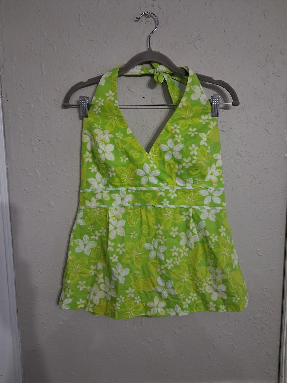 Vintage y2k lily pultizer tropical green halter top babydoll tank top 6 med 90s